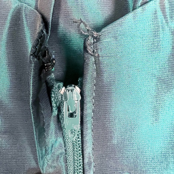 Vintage 70s 80s Peacock Green Teal Strapless Ball Gown with Jacket Size XXS/XS - Picture 14 of 14